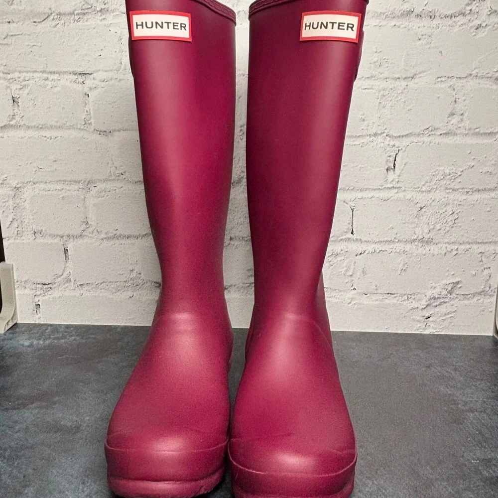 Hunter Original Kids Tall Rain Boots Dark Pink Raspberry US 5G/4B UK 3 EU 36